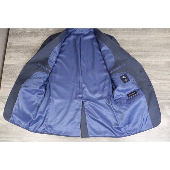 54L Hart Schaffner Marx Navy Wool 2-Piece Suit Trousers Jacket Pants 41 - Picture 11 of 16